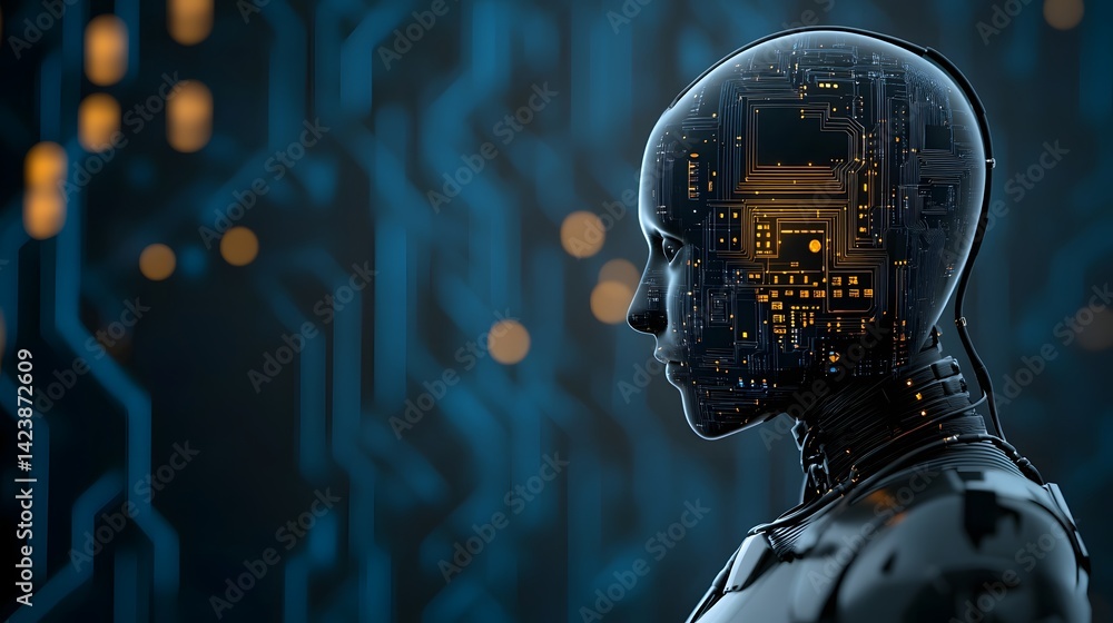 Aufkleber intelligence and cloud computing in futuristic city skyline intelligence and cloud computing powerin