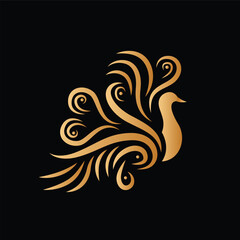 Peacock logo gold color free vector in adobe stoke