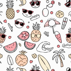 Summer colorful doodle pattern