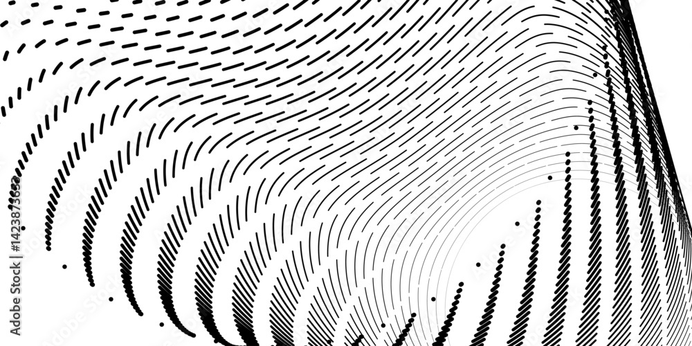 Poster black and white curved lines create dynamic design