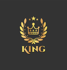 Golden king crown logo free vector in adobe stoke
