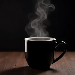 Fototapeta premium Steaming hot coffee cup cozy kitchen still life warm atmosphere close-up comforting vibe