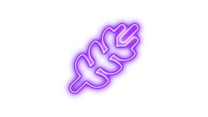 Neon wheat awn icon purple  color glow with transparent background