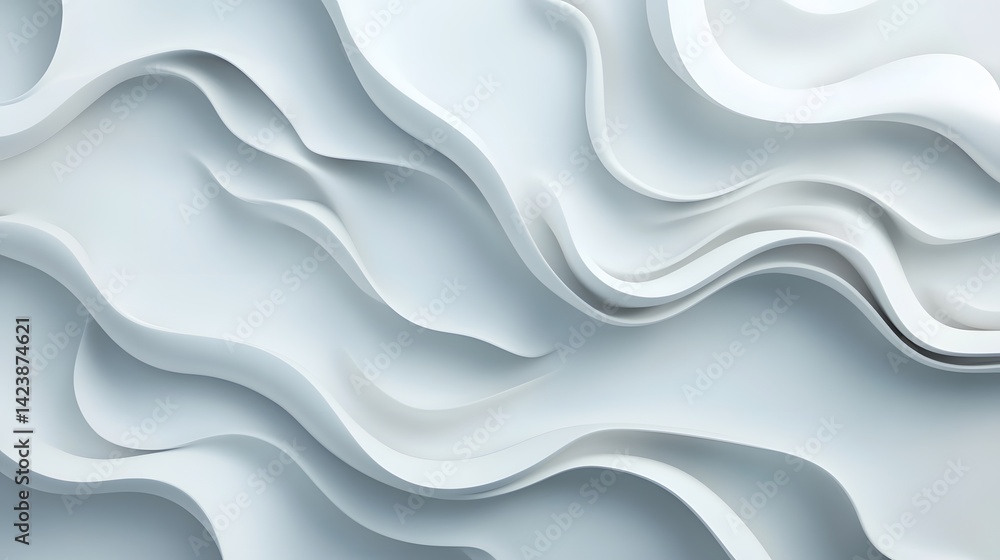 Poster sleek digital rendering of fluid white motion shapes in minimalist and modern design