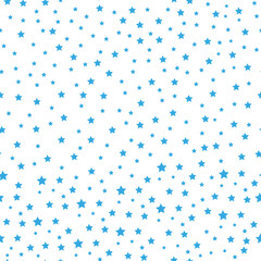 Star pattern. Seamless vector background - blue, gray and white five-pointed stars on white backdrop