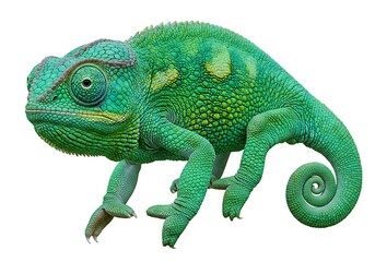 Obraz premium Green iguana on white background