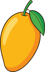 Mango with leaves. Exotic fruit. Isolated mango on white background