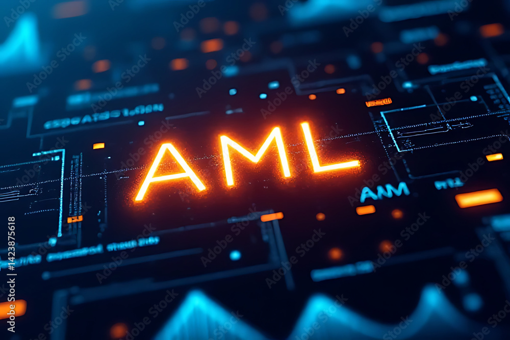 Poster aml data analysis showcase digital workspace infographic technology high-tech cybersecurity insights