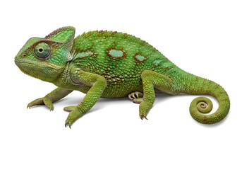 Green lizard isolated on white background