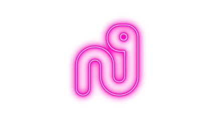 Neon worm icon pink  color glow with transparent background