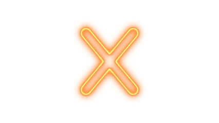 Obraz premium Neon x icon brown color glow with transparent background