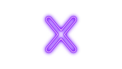 Obraz premium Neon x icon purple color glow with transparent background