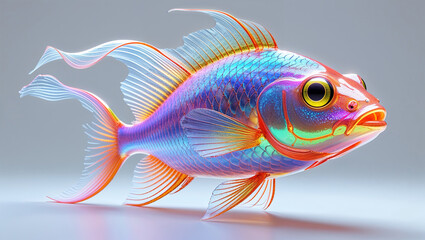 Fototapeta premium Colorful Fantasy Fish With Intricate Details And Translucent Fins In Studio Light
