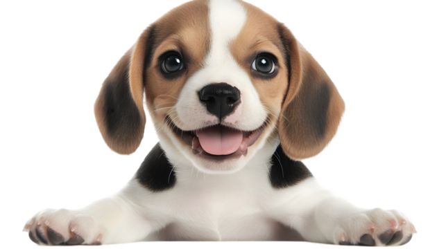 Cute Beagle Puppy Smiling Face on Transparent Background Photo