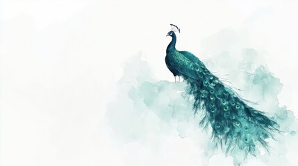 Peacock in Watercolor Style