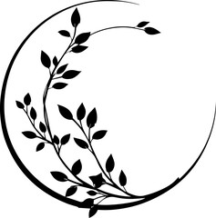 Minimal Twig Illustration – Black and White Botanical Branch Vector Icon