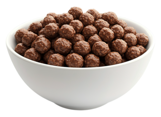 Bowl filled with chocolate cereal balls
