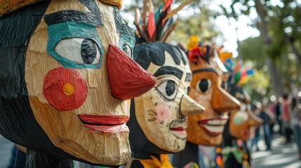 Obraz premium Giant Puppet Figures in Daylight March