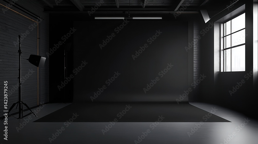 Poster a solid black background in the studio offers a sleek and minimalist environment for capturing produ