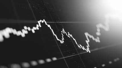 Fototapeta premium Black and White Financial Market Chart with Trend Analysis Lines
