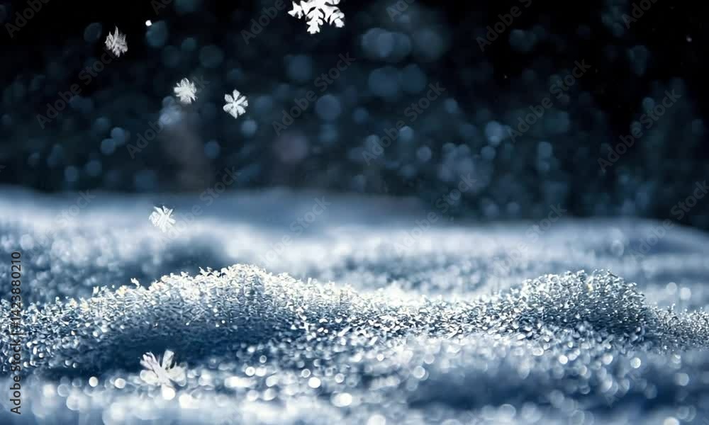 Wall mural cinematic snow blowing across a dark background fading into distance made with generative ai technol