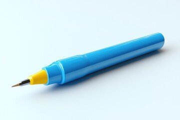 A vibrant blue pen with a yellow clip ideal for office supplies and stationery needs
