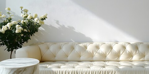 Leather Couch with Marble Table