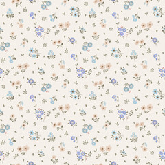 Ditsy floral seamless pattern. Small little flower pattern background. Repeat pattern. Ditsy print. Liberty style. Botanic surface design. Ditsy floral for fashion, texture, fabric, wrapping, decor