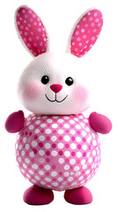 Obraz premium Cute Cartoon Bunny Isolated on Transparent Background in Pink and White