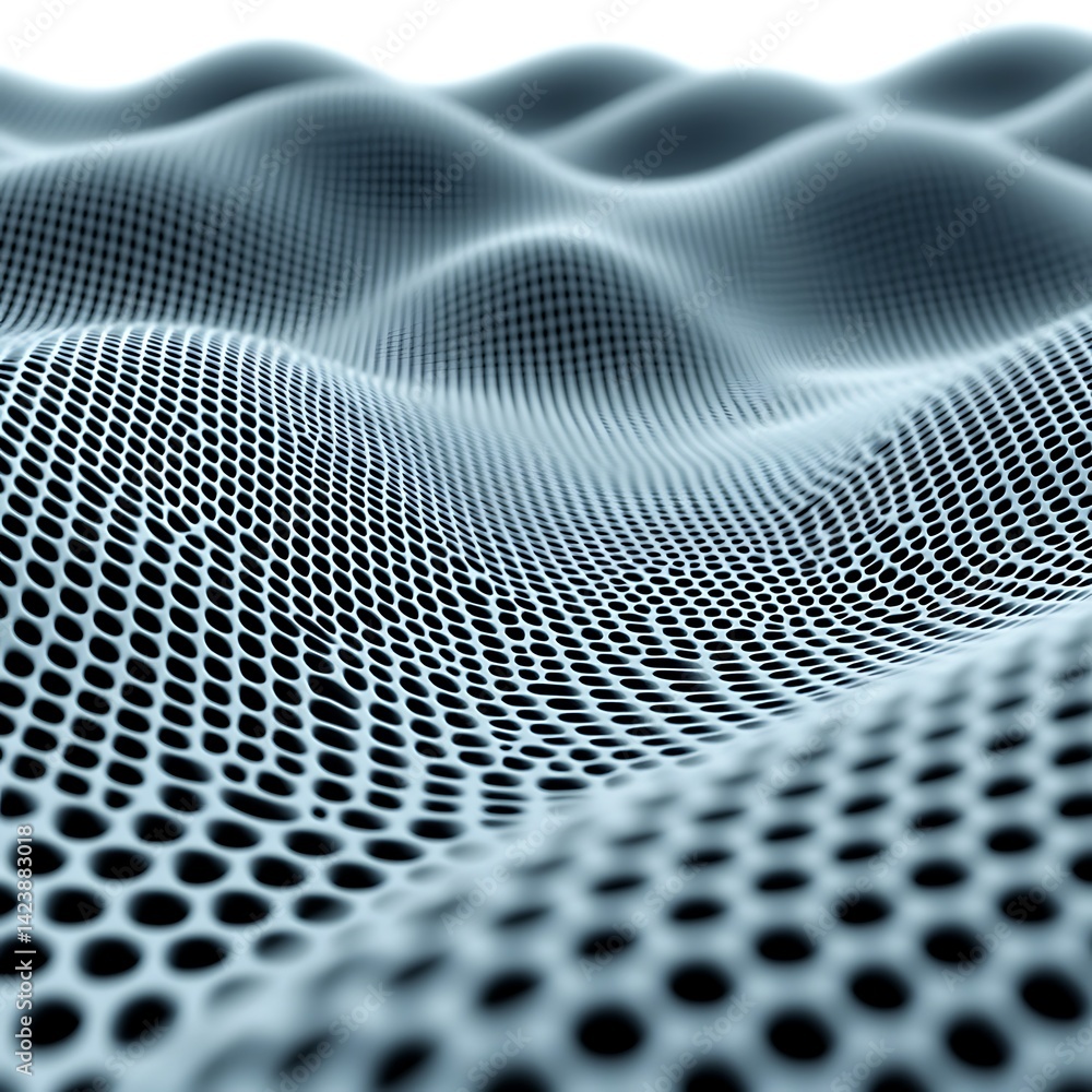Poster abstract wavy surface of interconnected dots creates an interesting pattern