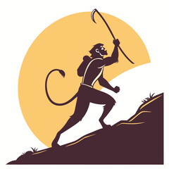 Obraz premium lord-hanuman-hindu-god-silhouette-vector 