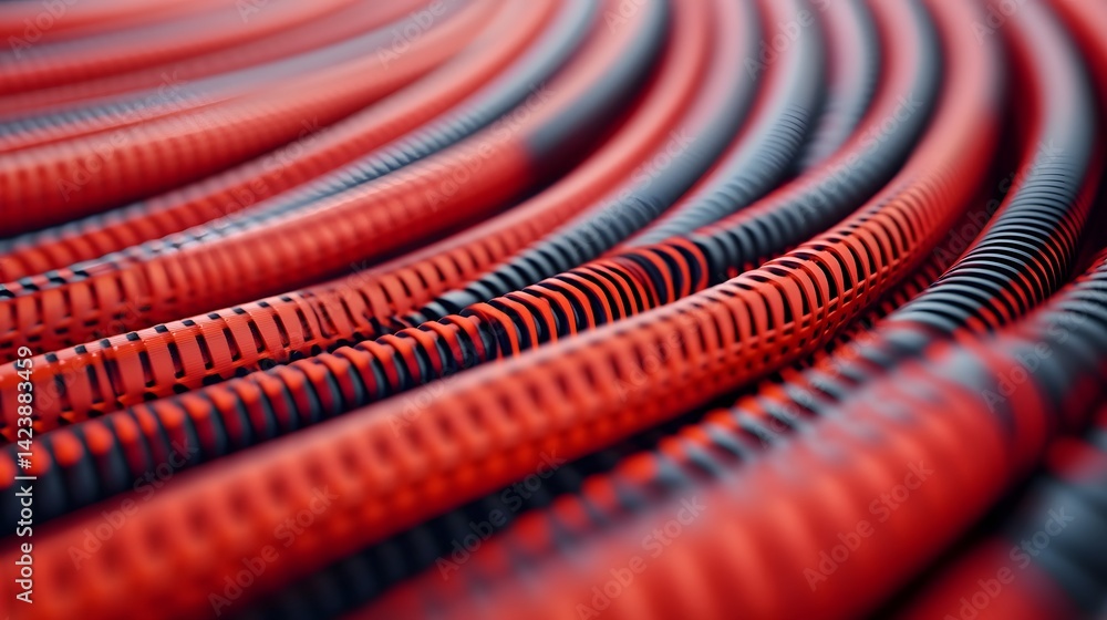 Poster intricate connectivity:close-up of data transmission cables in a modern server rack