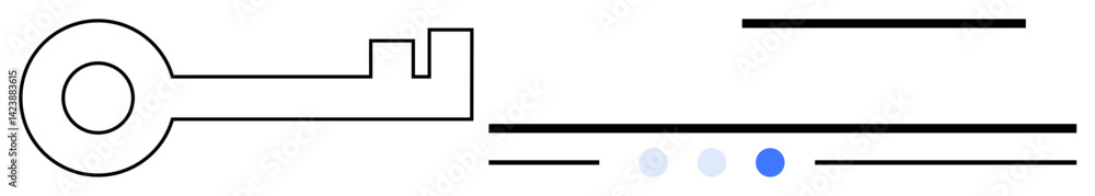 Aufkleber abstract key with bold lines and rounded shape alongside horizontal lines and circular dots. ideal f