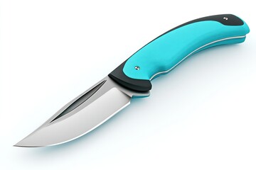 Obraz premium A sleek knife with a turquoise handle and sharp blade ideal for culinary or outdoor enthusiast