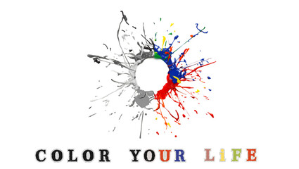 colorful ink splashes