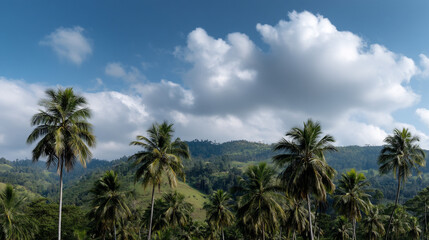 Palm trees and blue sky.