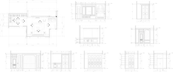 The interior of the bedroom is furnished with a dressing room, a classic luxury design, a side plan.