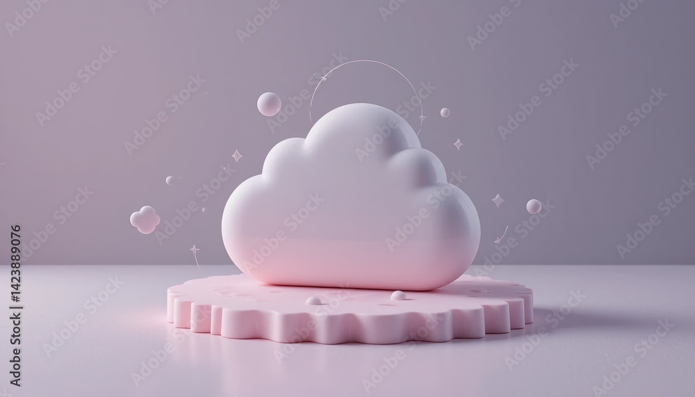 Aufkleber exploring creative cloud concepts 3d rendered cloud display on pink base digital art showcase modern