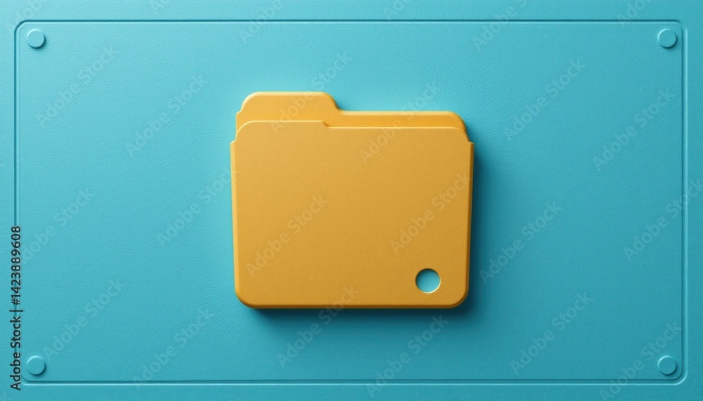 Poster organizing digital files yellow folder on blue background graphic design modern workspace minimalist