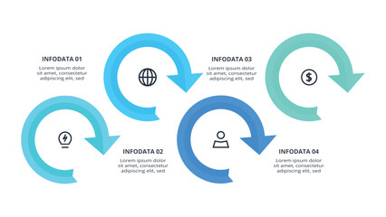 Business data visualization. Process chart. Elements of graph, diagram with 4 steps, options, parts or processes
