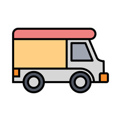 cartoon food truck illustration icon vector. truck icon flat design