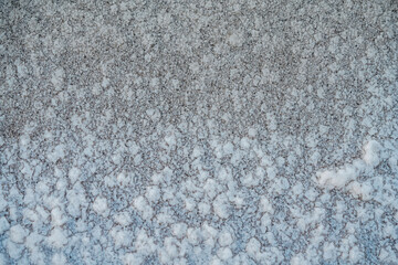 Background with white salt texture. Close-up of the surface of the salt lake. Use for a banner.
