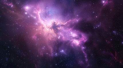 Fototapeta premium Majestic Nebula Ethereal Swirls of Lavender and Pink in Cosmic Splendor - Deep Space Starscape, Tranquil Galactic Beauty, Digital Art for Science Fiction, Astronomy Enthusiasts