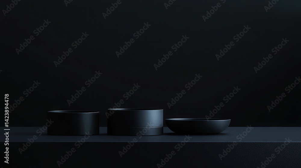 Poster a studio space with a solid black background, emphasizing the clean lines and details of the product