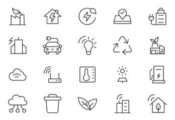 Environment line icon set. Containing recycling, plant, nature, eco, earth, green energy, trees, ecology and more collection