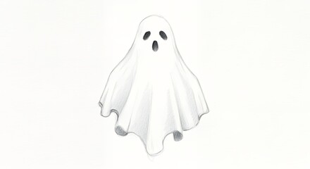 Friendly cartoon ghost illustration white background halloween design element