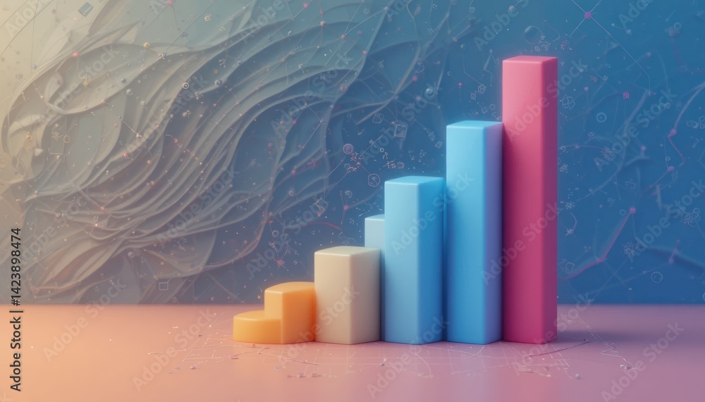 Poster analyzing business growth trends with colorful bar graphs digital workspace infographic visualizatio