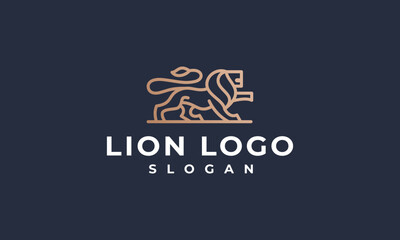lion logo vector illustration, outline lion logo template