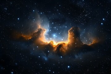 Obraz premium Luminous Night Sky with Glowing Nebula and Twinkling Stars in Cosmic Vastness