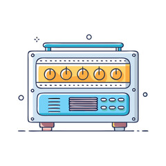 Red Guitar Amplifier with Cable and Input Jacks Illustration